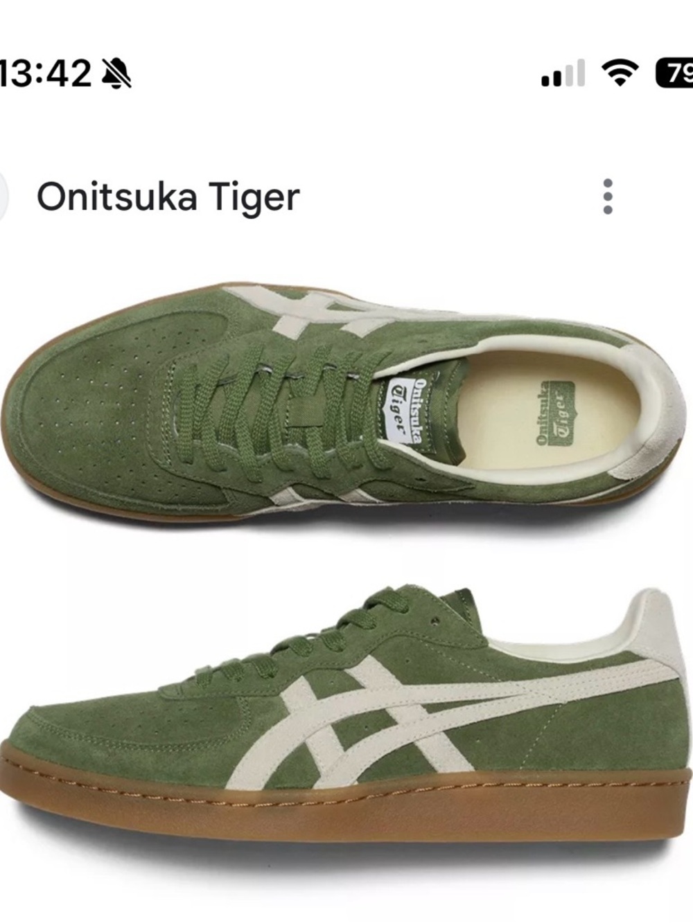 Onitsuka Tiger by Asics women’s Olive Green Suede Sneakers with Cream Stripes